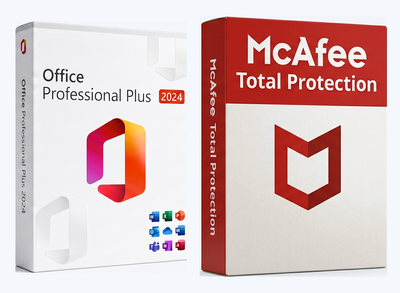 Pack Nouveau PC, Office 2024 Pro Plus + McAfee Total Protection