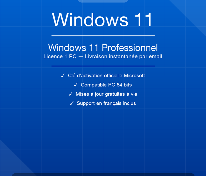 Windows 11 Pro — Licence 1 PC — Licence officielle SOS ORDINATEUR