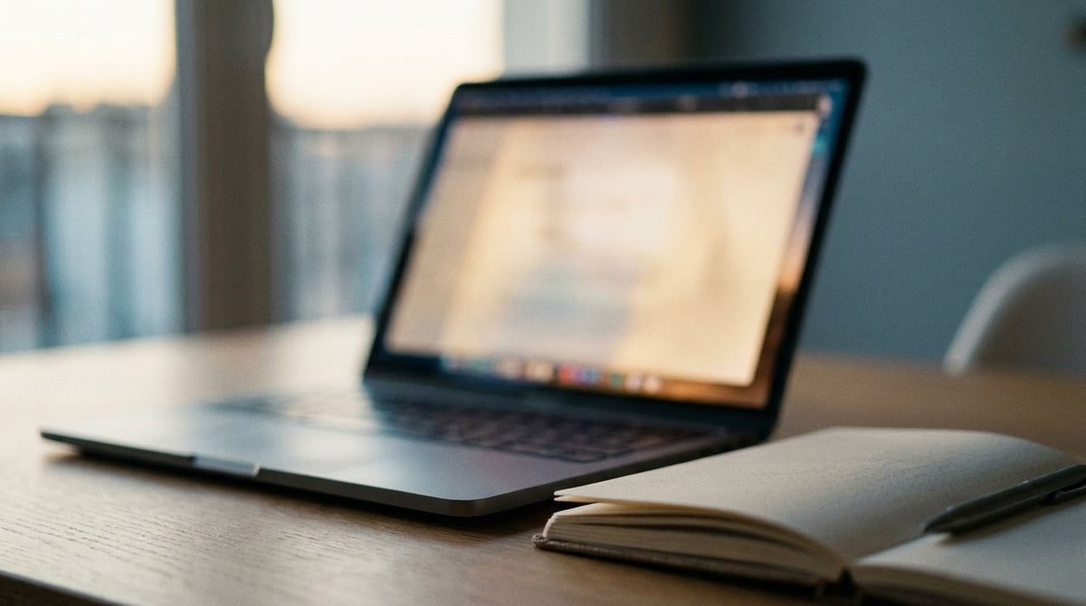 Écran de connexion Windows sur un ordinateur portable posé sur un bureau