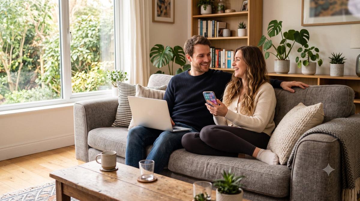 Un couple protège son PC et son smartphone avec une licence antivirus 3 appareils
