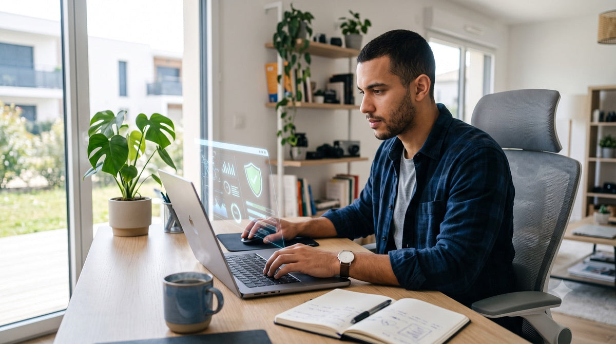 Un homme lance une analyse de sécurité pour supprimer un virus de son PC