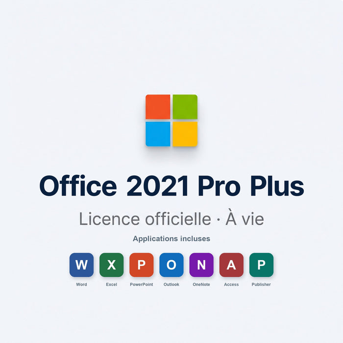 Microsoft Office 2021 Professionnel Plus — licence officielle à vie (Word, Excel, PowerPoint, Outlook, Access)