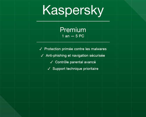 Kaspersky Premium — 1 an / 5 PC — Licence officielle SOS ORDINATEUR