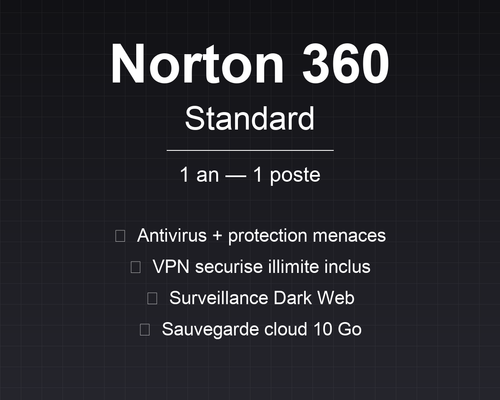 Norton 360 Standard — 1 an / 1 poste — Licence officielle SOS ORDINATEUR