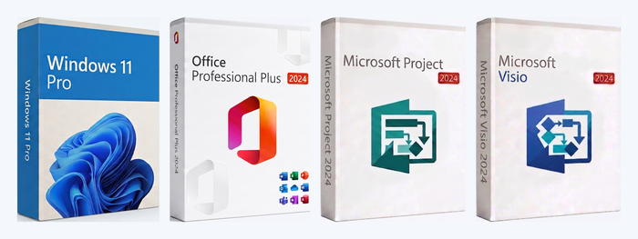Pack Créateur Ultime — Windows 11 Pro + Office 2024 + Project + Visio